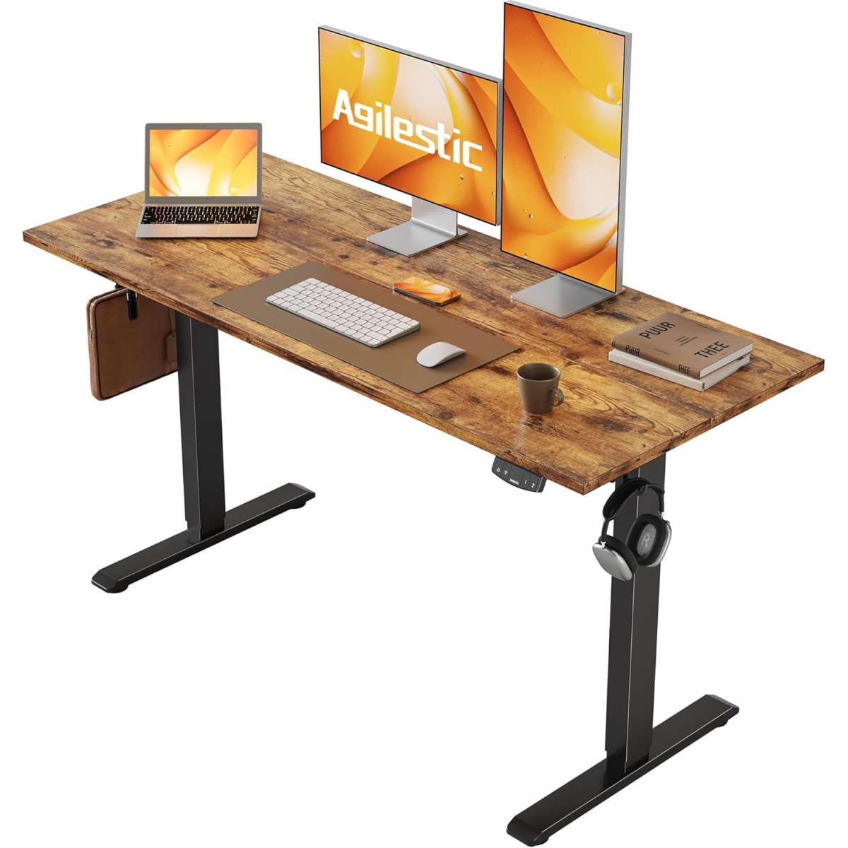 Agilestic Electric Standing Desk 48 x 24 Inches, Adjustable Height Desk Ergonomic Home Office Desk, Splice Board/Black